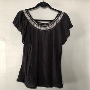 Self E Womens Crochet Trim Knit Blouse